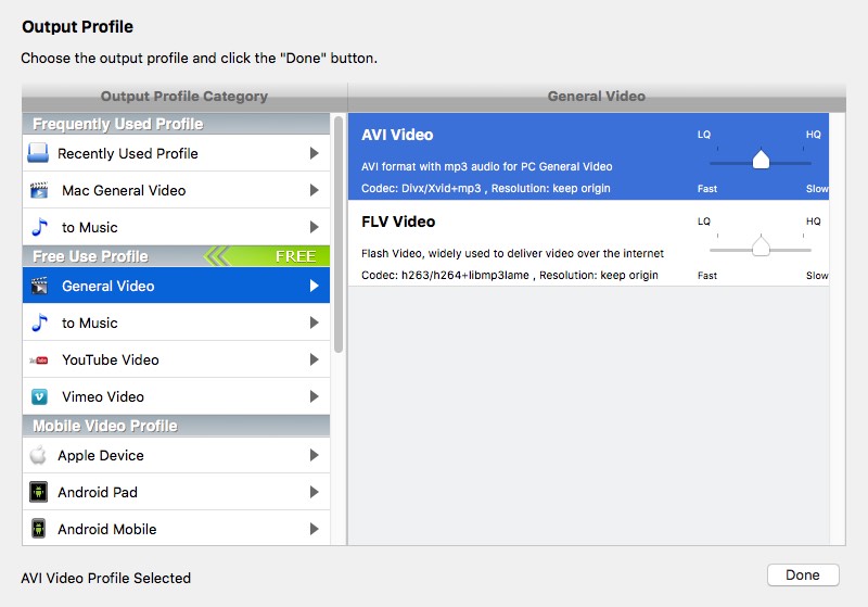 MacX Free FLV Video Converter 4.1 : Output Options