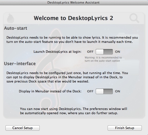 DesktopLyrics 2.6 : Welcome Window