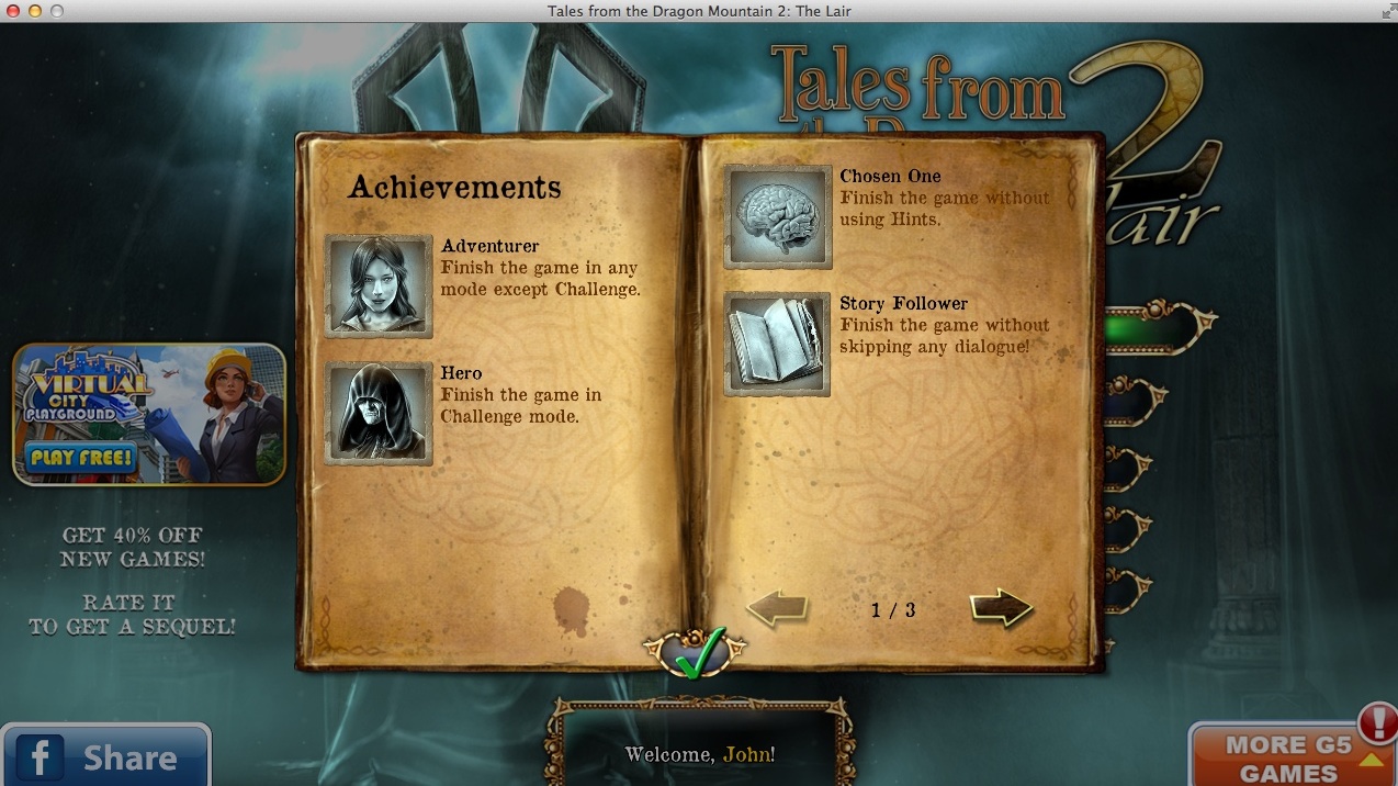 Tales from the Dragon Mountain: the Lair 1.0 : Achievements Window