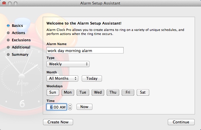 Alarm Clock Pro 9.6 : Adding New Alarm Entry