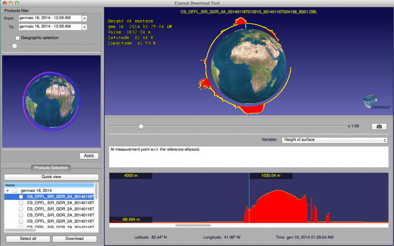 ESA Cryosat Download Tool 1.0 : Main window
