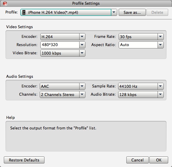 Tipard iPhone Video Converter for Mac 5.0 : Configuring Advanced Output Settings