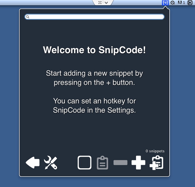 SnipCode 1.2 : Main window