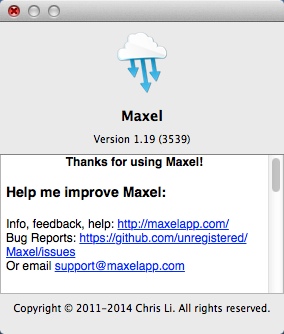 Maxel 1.1 : About Window
