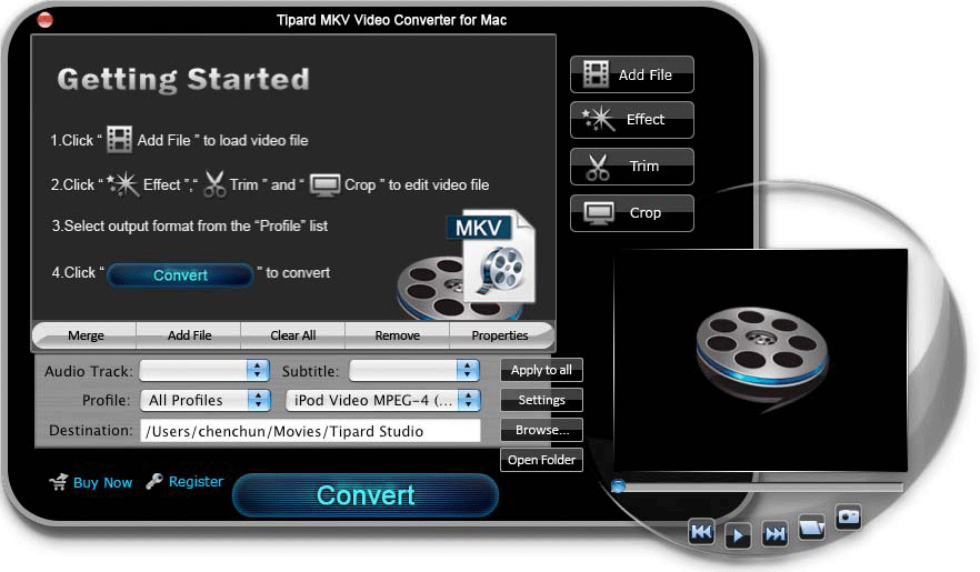 Tipard MKV Video Converter for Mac 4.0 : Main Window