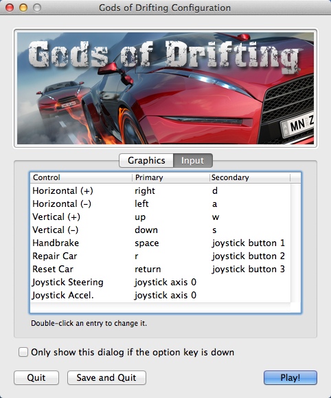 Gods of Drifting 1.1 : Checking Gameplay Controls Options