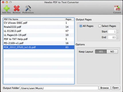 Hewbo PDF to Text Converter 3.1 : Main Window