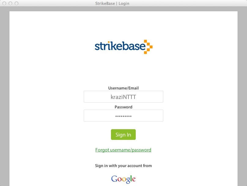 StrikeBase 0.7 : Login Window
