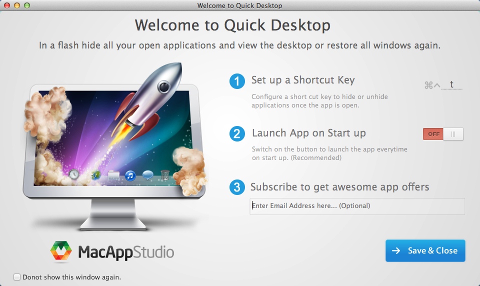 QuickDesktop 1.0 : Welcome Window