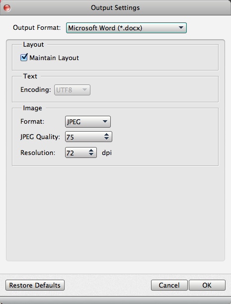 Tipard PDF Converter for Mac 3.1 : Configuring Output Settings