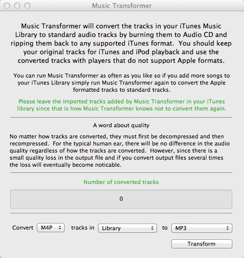 Music Transformer 3.8 : Main window