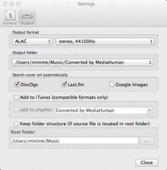 Output Settings Window