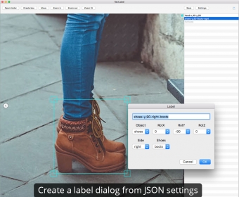 Create a label dialog from JSON settings