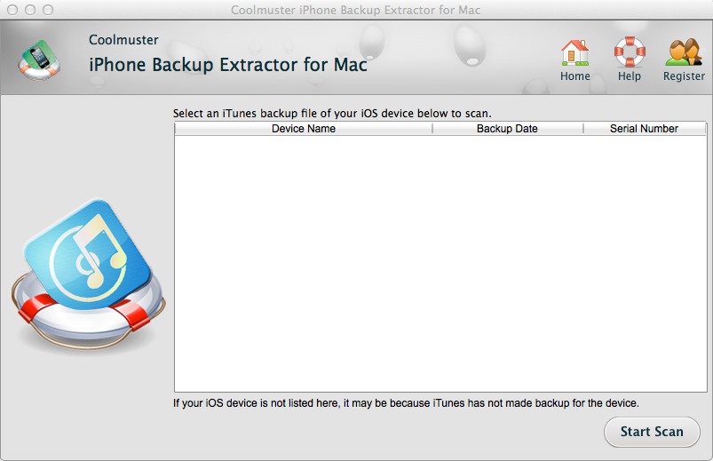 Coolmuster iPhone Backup Extractor for Mac 2.1 : Main window