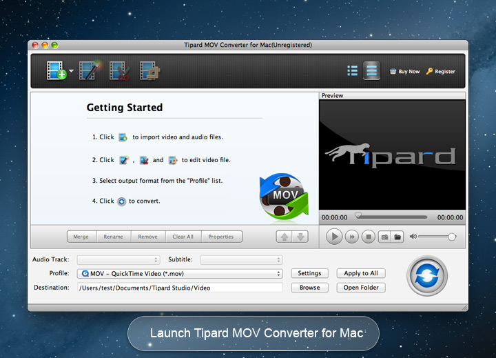 Tipard MOV Converter 3.6 : Main Window