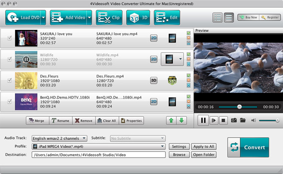 4Videosoft Mac Video Converter Ultimate 5.2 : Main Window