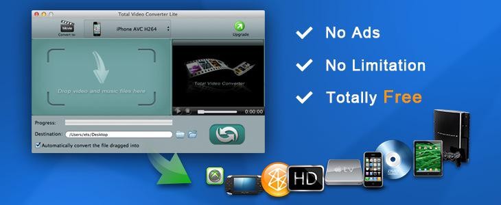 Total Video Converter Mac Free 3.5 : Main Window
