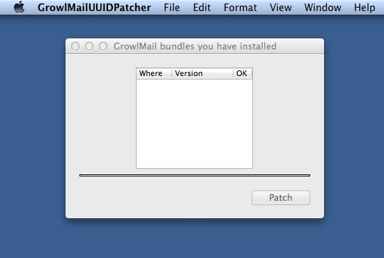 GrowlMailUUIDPatcher 1.4 : Main window