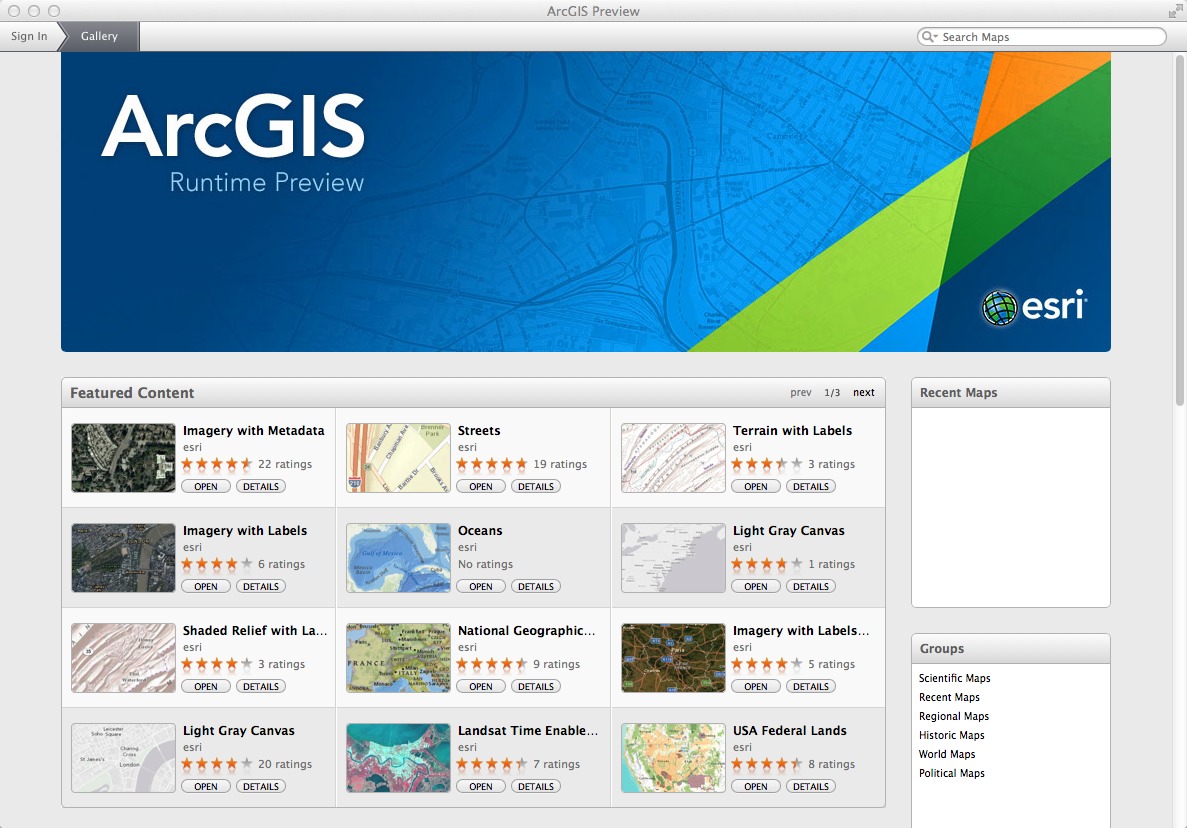 ArcGIS Preview 10.2 : Main Window