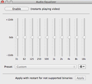 MPlayer OSX Extended 15.0 : Audio Equalizer