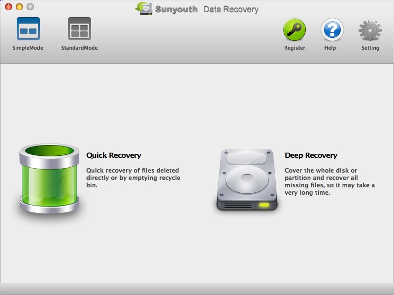 Sunyouth Data Recovery 3.1 : Main window