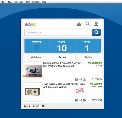 App for Ebay 1.0 : Main window