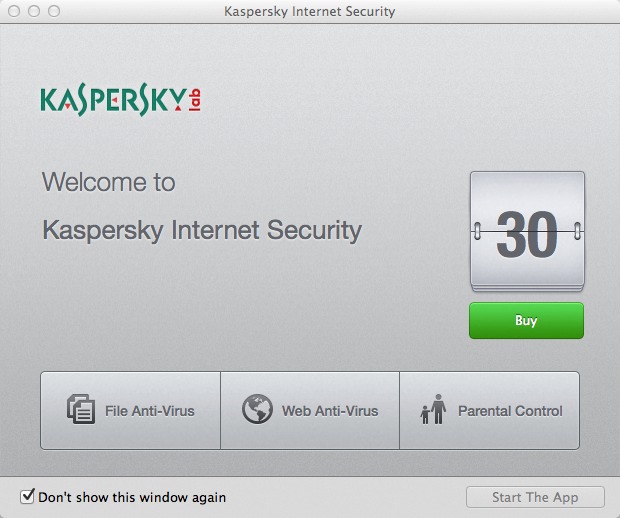 Kaspersky Internet Security for Mac 14.0 : Main Window