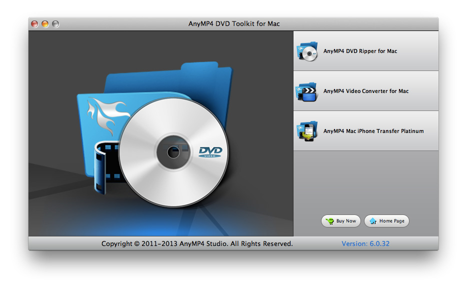 AnyMP4 DVD Toolkit for Mac 6.0 : Main Window