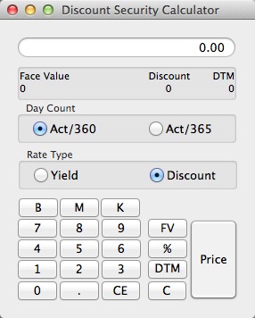 Bank Bill Pricing Calculator 4.0 : Main Window