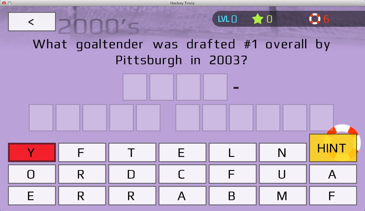Hockey Trivia 1.4 : Gameplay Window