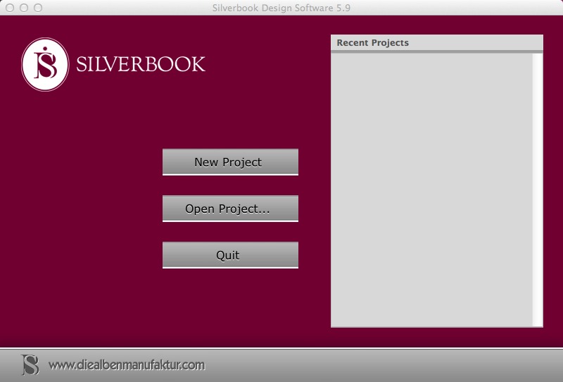 Silverbook Design Software 5.9 : Main window