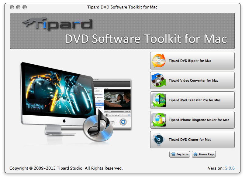 Tipard DVD Software Toolkit for Mac 5.0 : Main Window