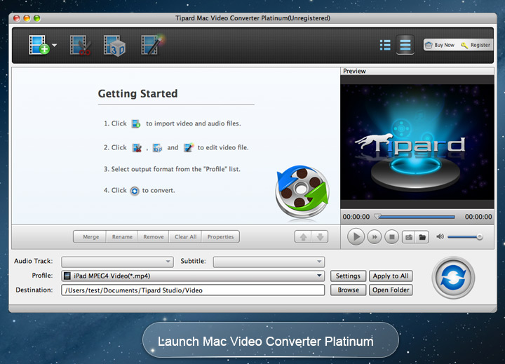 Tipard Mac Video Converter Platinum 3.7 : Main Window