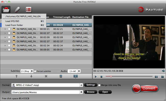 Pavtube Free DVDAid for Mac 1.1 : Main Window