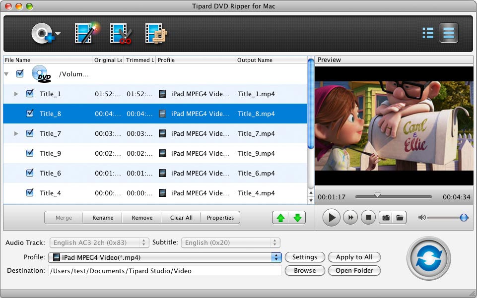 Tipard DVD Ripper for Mac 5.0 : Main Window