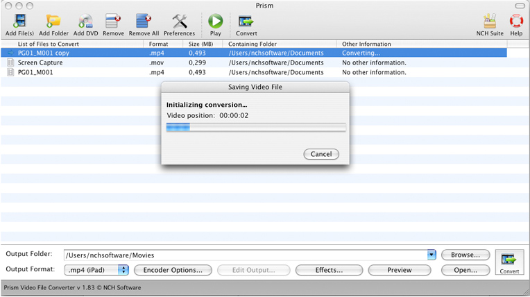 Prism Video Converter for Mac 2.11 : Main Window