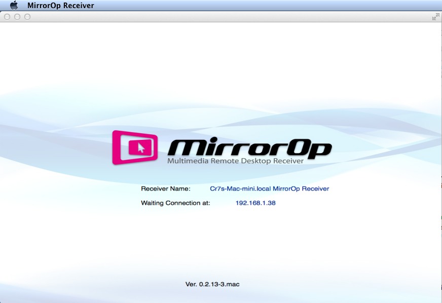 MirrorOp Receiver 0.2 beta : Main window