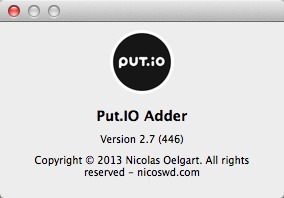 put.io adder 2.7 : About Window
