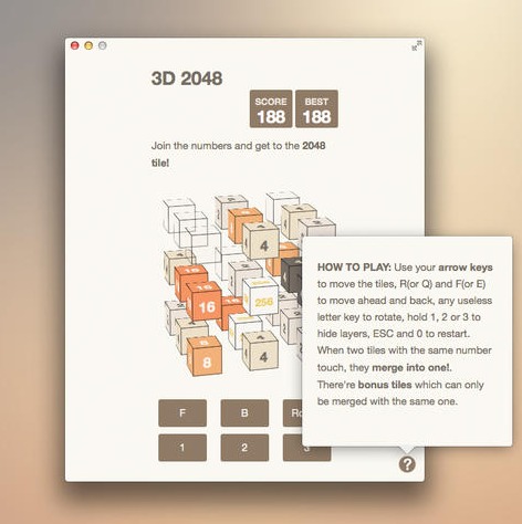 2048 3D 1.0 : Main window