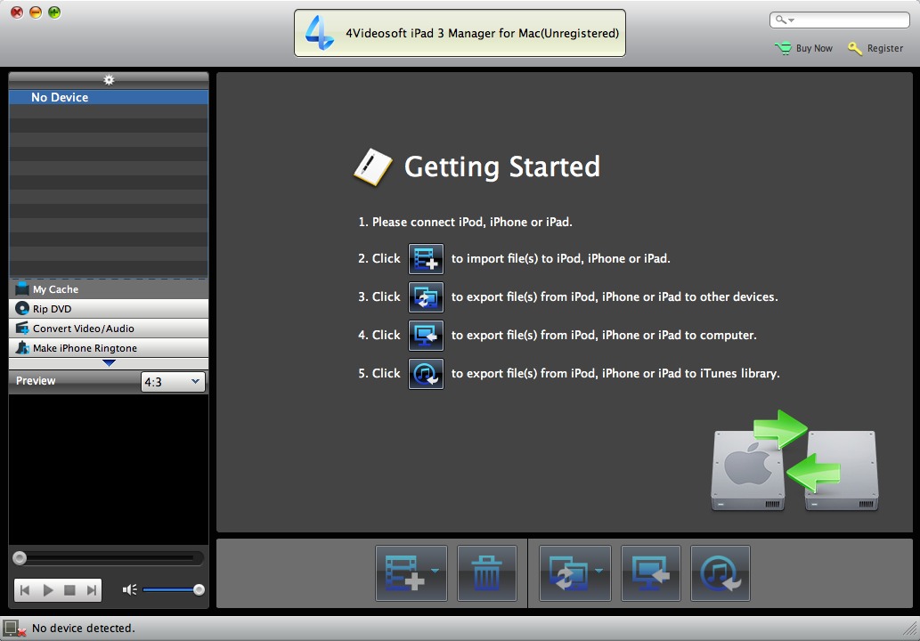 4Videosoft iPad 3 Manager for Mac 6.0 : Main window