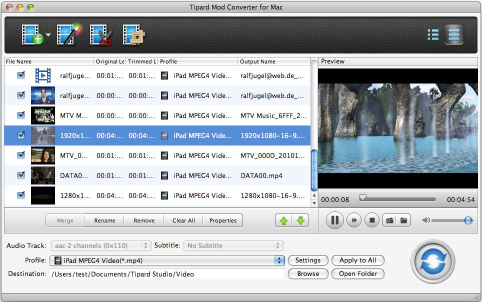 Tipard Mod Converter for Mac 4.0 : Main Window