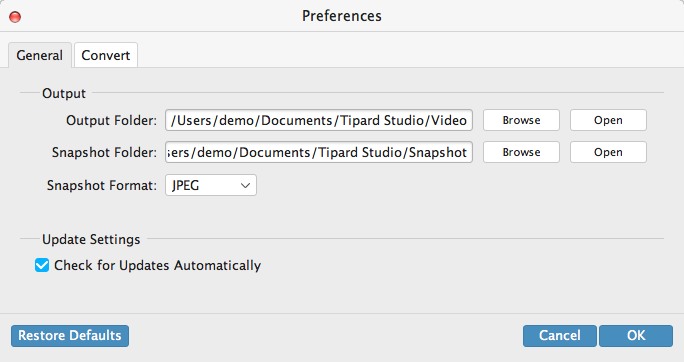 Tipard Video Converter for Mac 5.0 : General Settings