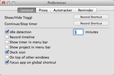 TogglDesktop 7.2 : Program Preferences