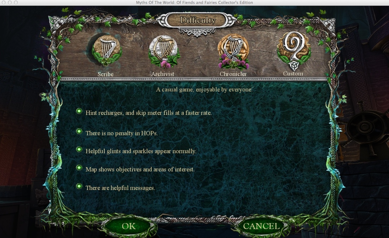 Myths of the World: Of Fiends and Fairies Collector's Edition 2.0 : Selecting Game Difficulty