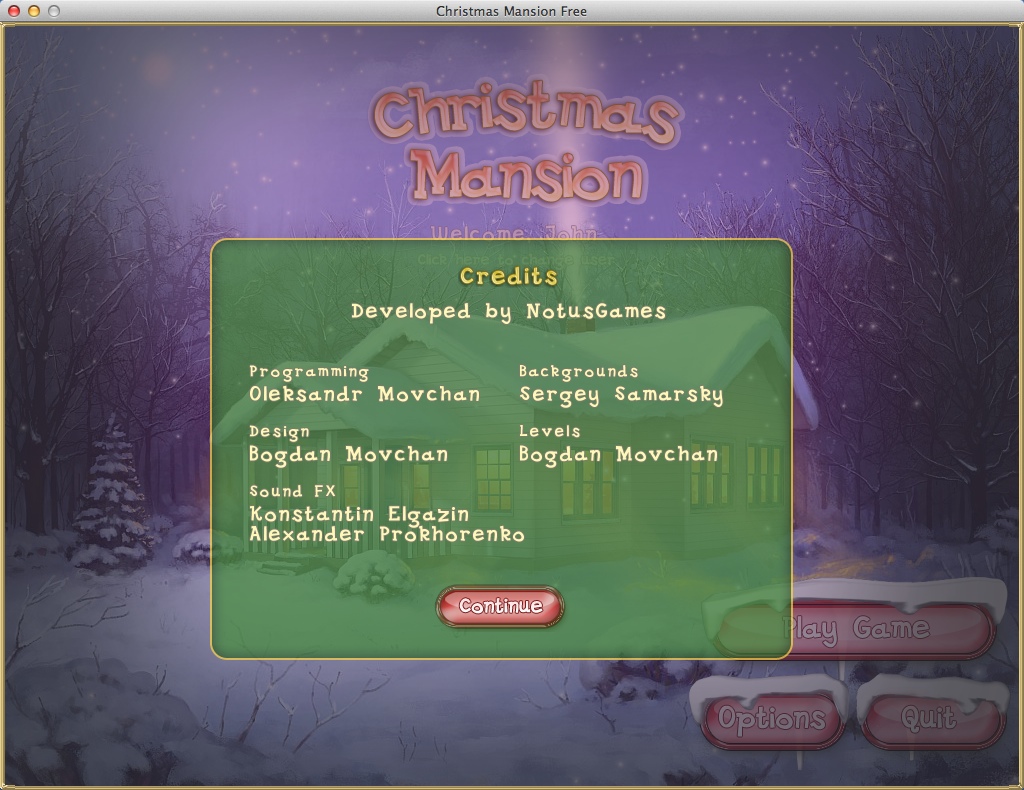 Christmas Mansion 1.1 : Credits Window