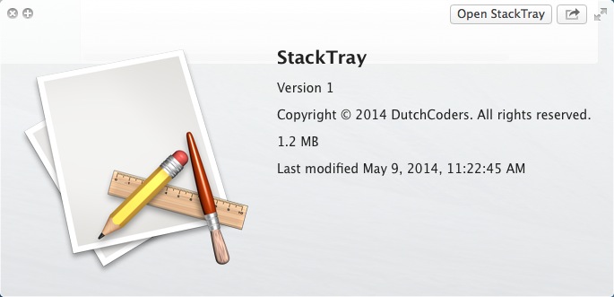 StackTray 1.0 : Version Window