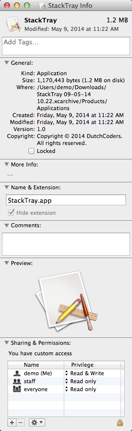 StackTray 1.0 : Version Window