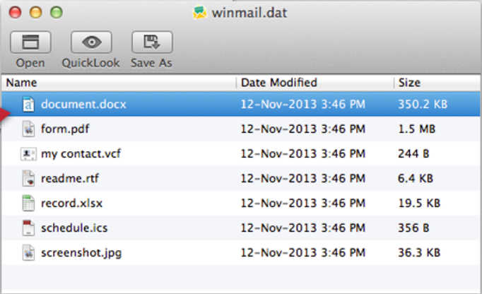 Winmail Reader 1.3 : Main Window
