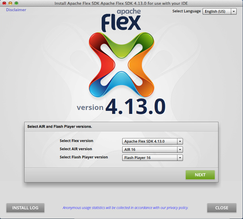Apache Flex SDK Installer 3.1 : Main Window
