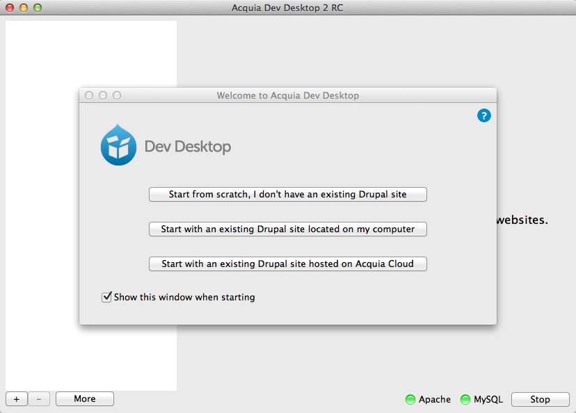 Acquia Dev Desktop 2.0 : Main Window